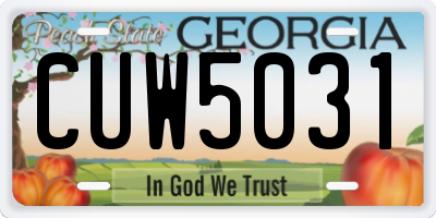 GA license plate CUW5031