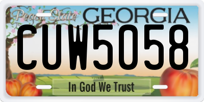 GA license plate CUW5058