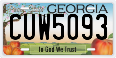 GA license plate CUW5093
