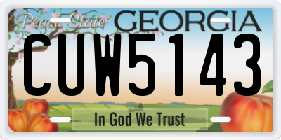 GA license plate CUW5143