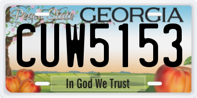 GA license plate CUW5153