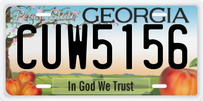GA license plate CUW5156