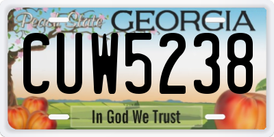 GA license plate CUW5238