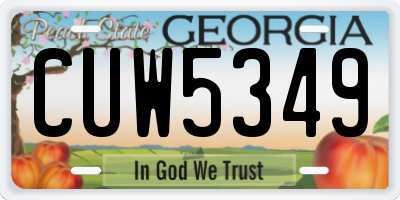 GA license plate CUW5349