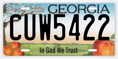 GA license plate CUW5422