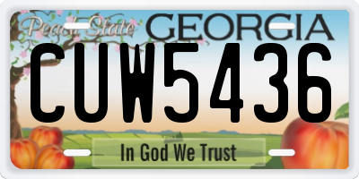 GA license plate CUW5436