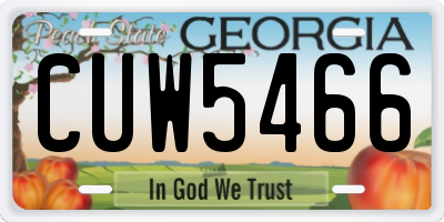 GA license plate CUW5466