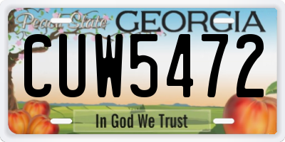 GA license plate CUW5472