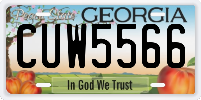GA license plate CUW5566