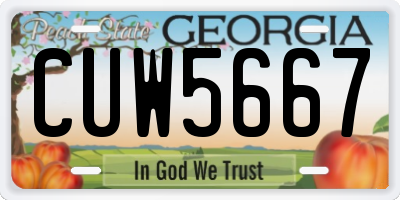 GA license plate CUW5667