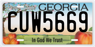 GA license plate CUW5669
