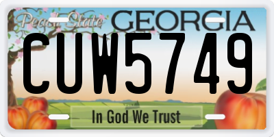 GA license plate CUW5749