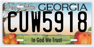 GA license plate CUW5918