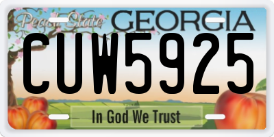 GA license plate CUW5925