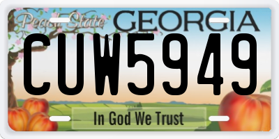 GA license plate CUW5949