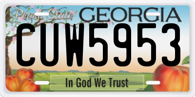 GA license plate CUW5953
