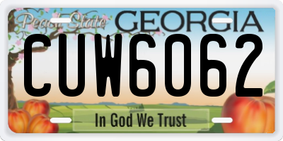 GA license plate CUW6062