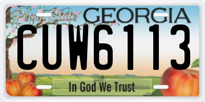 GA license plate CUW6113