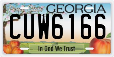 GA license plate CUW6166