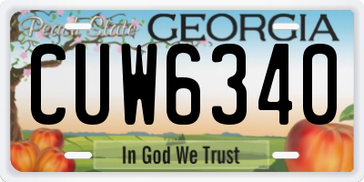 GA license plate CUW6340