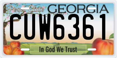 GA license plate CUW6361