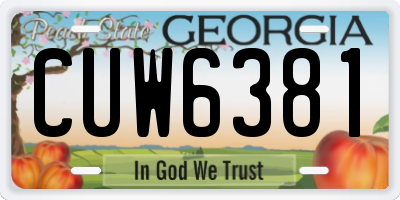 GA license plate CUW6381