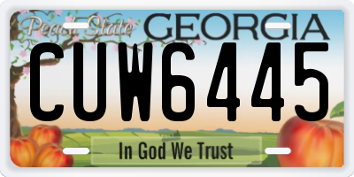 GA license plate CUW6445