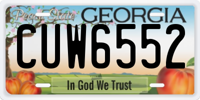 GA license plate CUW6552