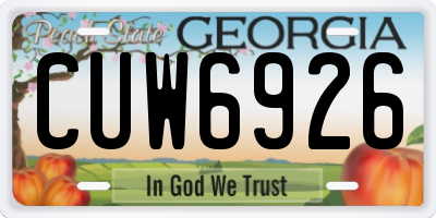 GA license plate CUW6926