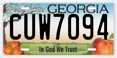 GA license plate CUW7094