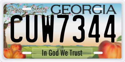GA license plate CUW7344