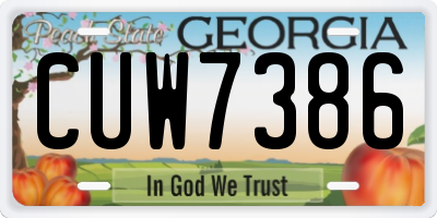 GA license plate CUW7386