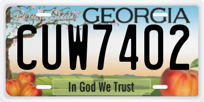 GA license plate CUW7402