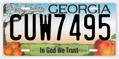 GA license plate CUW7495