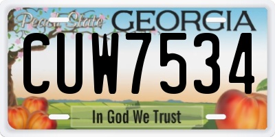 GA license plate CUW7534