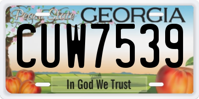 GA license plate CUW7539