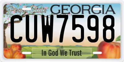 GA license plate CUW7598