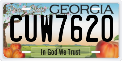GA license plate CUW7620