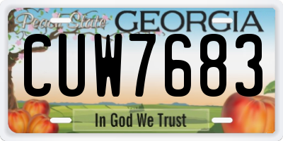 GA license plate CUW7683