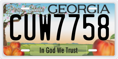 GA license plate CUW7758