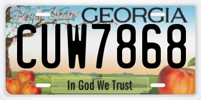 GA license plate CUW7868