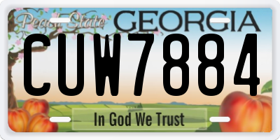 GA license plate CUW7884