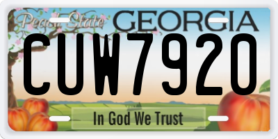 GA license plate CUW7920