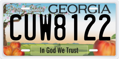 GA license plate CUW8122