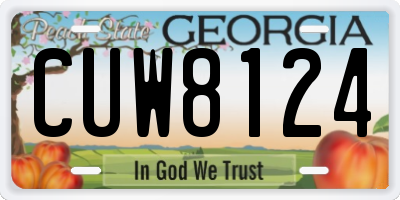 GA license plate CUW8124
