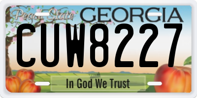 GA license plate CUW8227