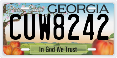 GA license plate CUW8242