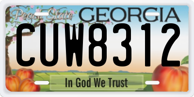 GA license plate CUW8312