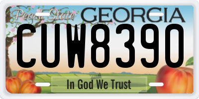 GA license plate CUW8390
