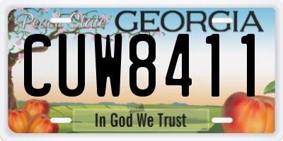 GA license plate CUW8411